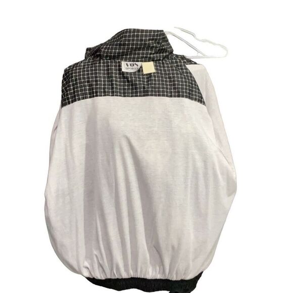 VOS Sports Black Cream Patchwork Vintage Softshell Varsity Style Jacket Sz XL - Picture 4 of 5
